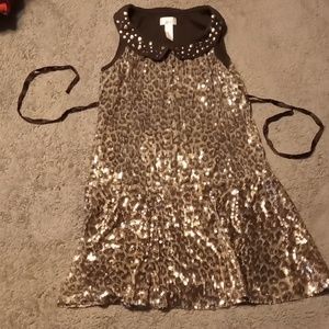 Girls Gold Sparkly Cheetah dress